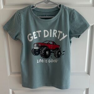 Life Is Good Kids Teal 'Get Dirty' Monster Truck Tee